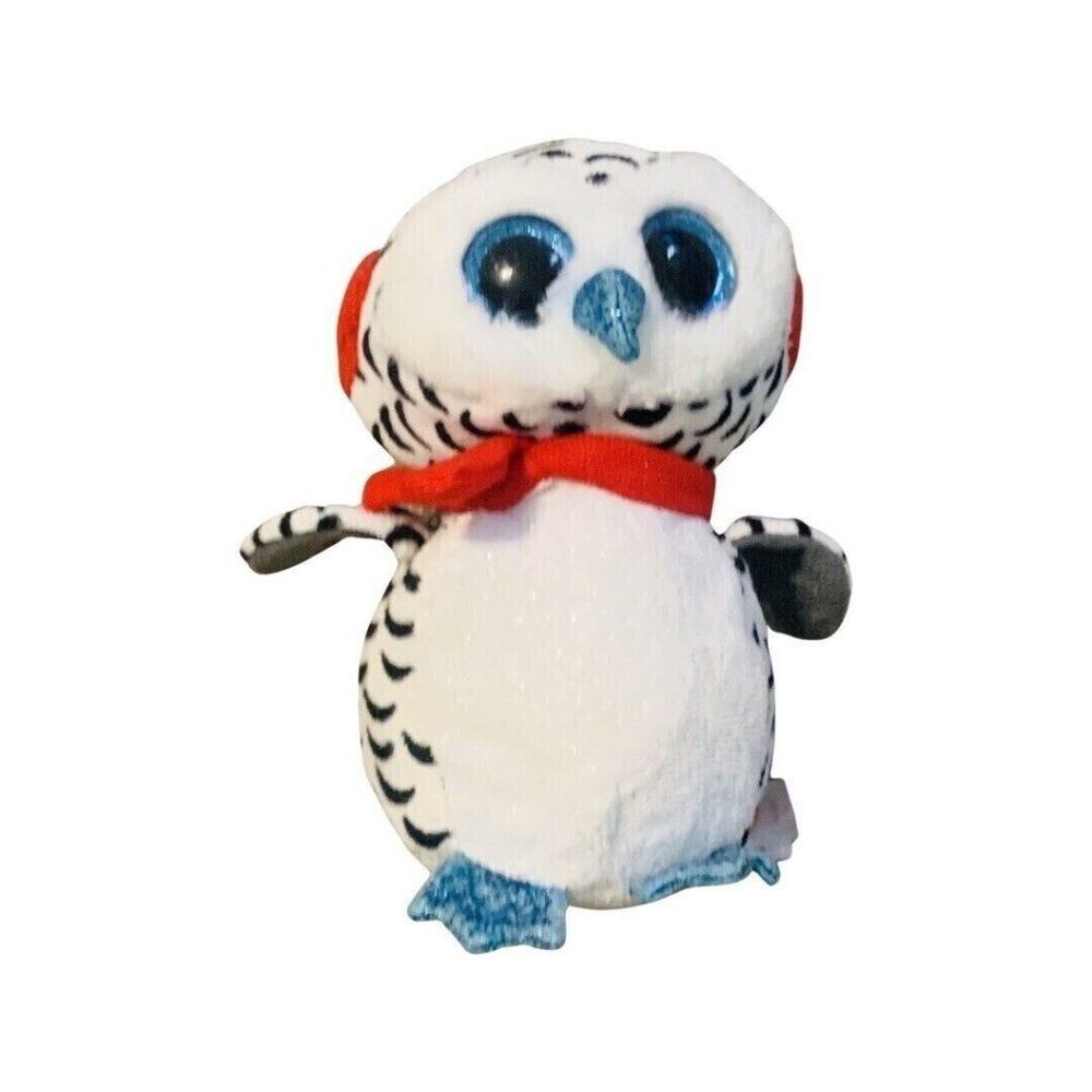 TY Beanie Boo Black White Owl Stuffed Animal 6" Plush NESTER Glitter Eyes Toy